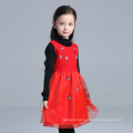 winter red kids dress autumn winter pinafore coats girls dresses fashion pinafore for children flowers appliqued